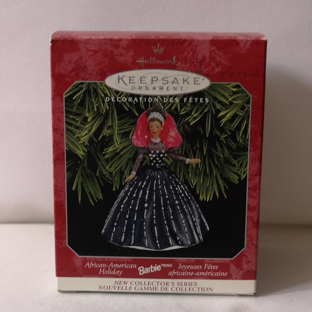 Vintage 1998 Hallmark "African-American Holiday Barbie" Ornament in Original Box